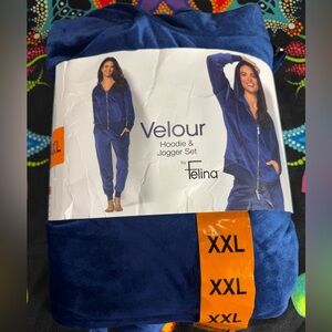 Felina Women’s Velour Tracksuit Full Zip Hoodie & Jogger XXL NWT